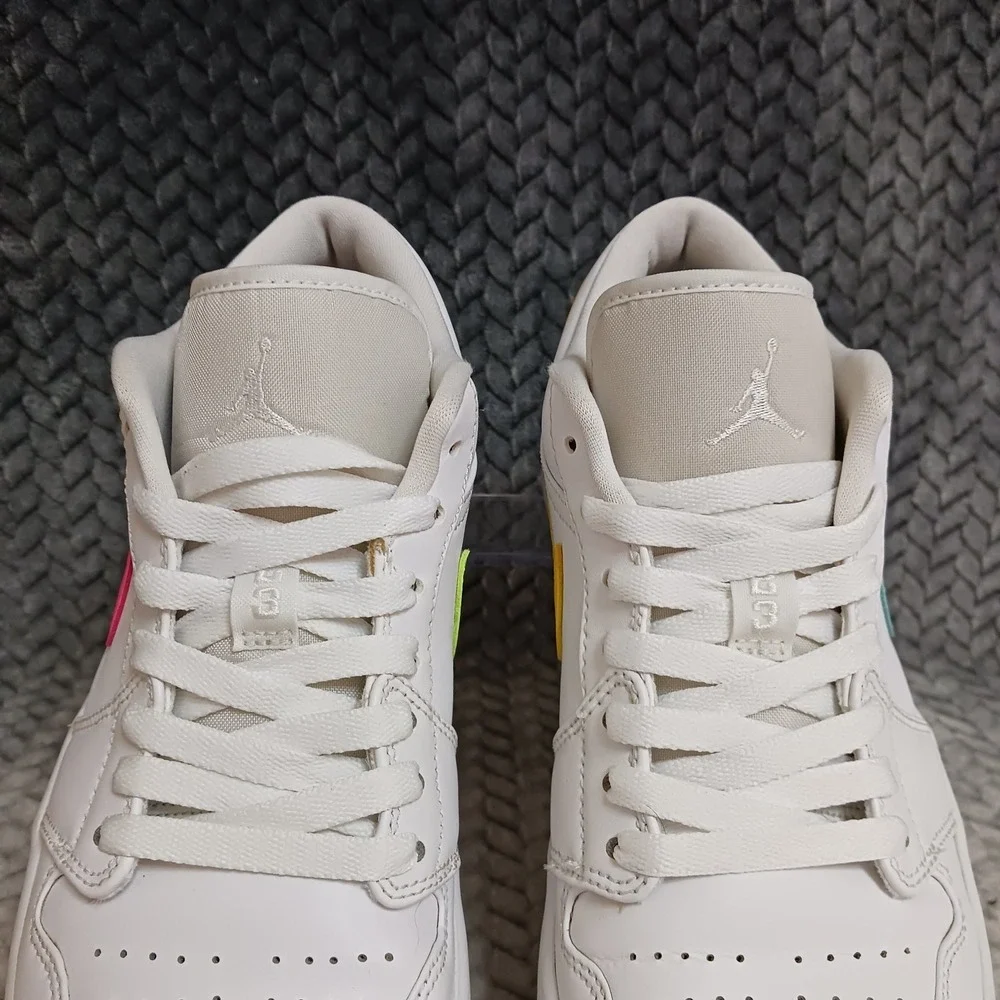 Air Jordan 1 Low White Multi Color Swoosh Men's Sneakers Shoes Size 8